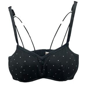 Victoria’s Secret Pink Pure‎ Black Shine Flocked Mesh Push Up Bralette Sz M-DD